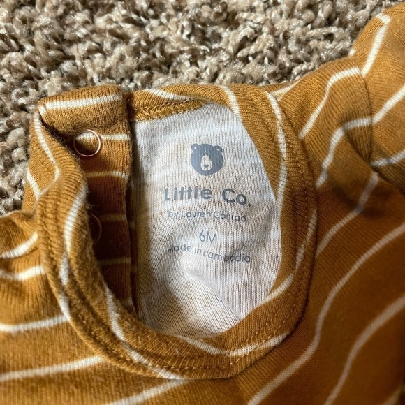 🐶Little Co by Lauren Conrad 6m burnt yellow/white stripped long sleeve onesie🐶 - Picture 3 of 3